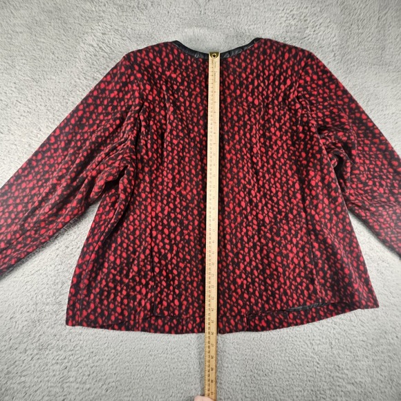 Bob Mackie Fleece Zip Front Jacket‎ Womens 2X Red Wearable Art Boho Faux Leather - Picture 13 of 16